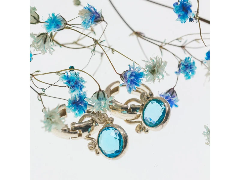 Pendientes vintage de topacio de plata de ley 925 Foto 2 de 4