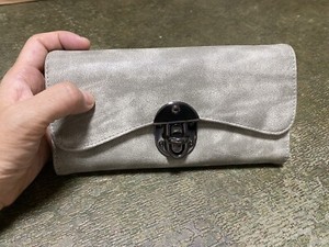 Women Envelope Clutch Purse Ladies Wallet Classic - Gray/Peach