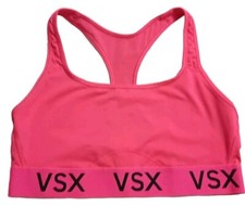 VSX Sport SzL "The Player" Wireless Racerback Sports Bra Hot Pink/Blk Logo Band
