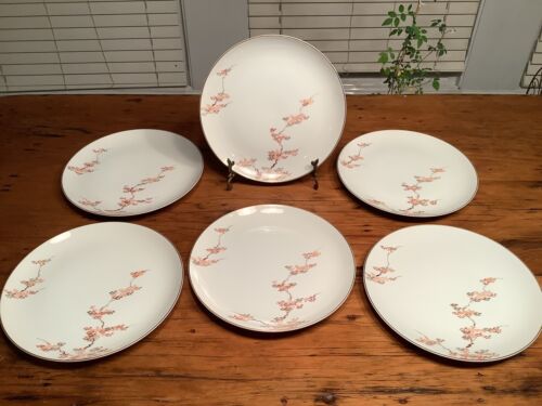 Fukagawa Arita 6 Dinner Plates Gold Maple Leaf 905 Hand Painted Japan 10 3/8”