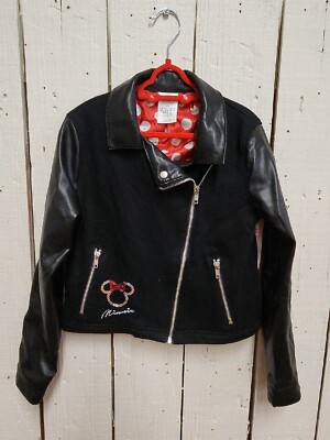 Disney Store Rare Minnie Mouse Moto Faux Leather Jacket Coat