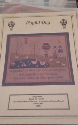 Vtg Playful Day Finger work Elizabeth Talledo cross stitch chart folkart