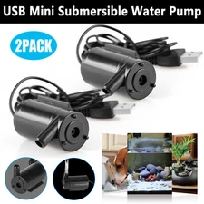 2PCS USB Water Pump Mini Mute Submersible Cable Garden Fountain Tool Fish Tank