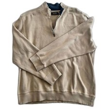 Tasso Elba Brown Men  s 1/4 zip Cotton Sweater Size XL