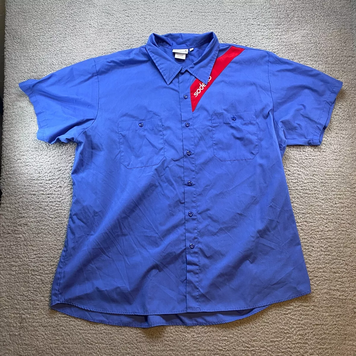 Red button up shop shirt mens short sleeve