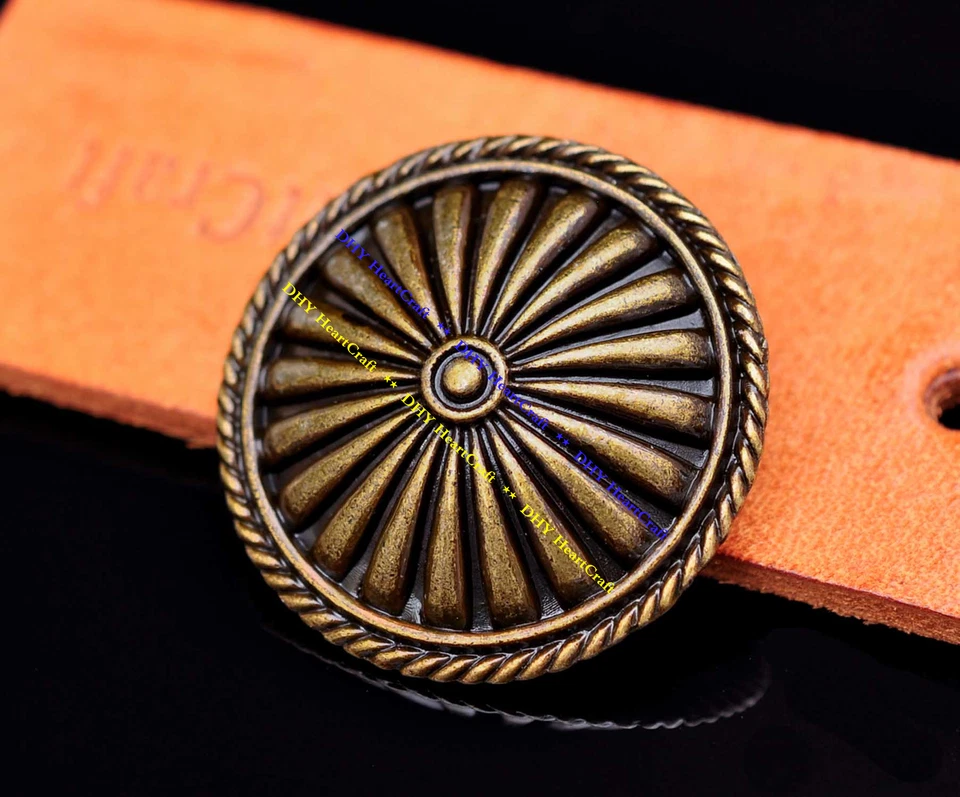 10pcs 1-3/8" Antique Bronzer Southeast Tribal Flower Leathercraft Saddle Concho  - Image 3 of 4