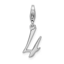 Sterling Silver 925 1/2" Polished Numbers Charm Pendant with Fancy Lobster Clasp