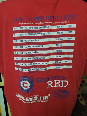 VTG Chicago Fire MLS Soccer 2006 Schedule Generation Red T Shirt