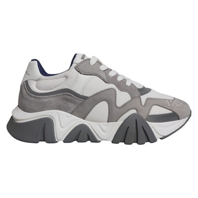 VERSACE Squalo Grey Leather Neoprene Chunky Low Top Sneakers EU44 US11  980usd