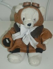 White Bear Plush in Light Brown Aviator Outfit