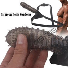 Strapon Penis Extender Enlarger Sleeve Reusable Condom Delay Ejaculation for Men