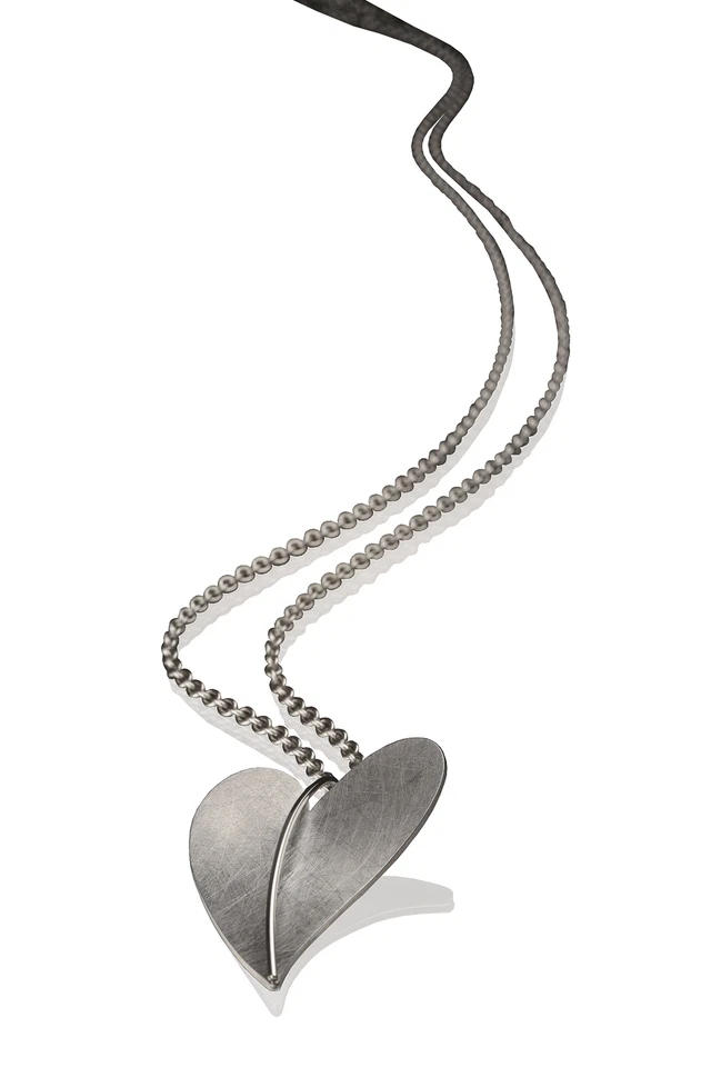 Ernstes Design Herz groß Edelstahl AN211 Anhänger ohne Kette gekratzter Optik - Bild 2 von 2