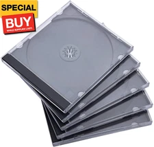 10.4 mm Standard Single Clear CD Jewel Case with Assembled Black Tray, 10 Pack