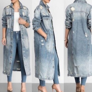 maxi denim coat