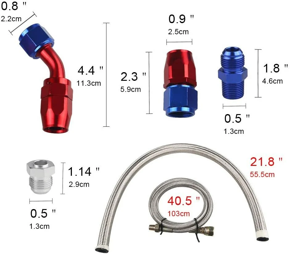T3 Flange 4 Bolt GT35 GT3582 A/R .70 600+HP Turbocharger+Oil Return Feed Line - Изображение 3 из 4