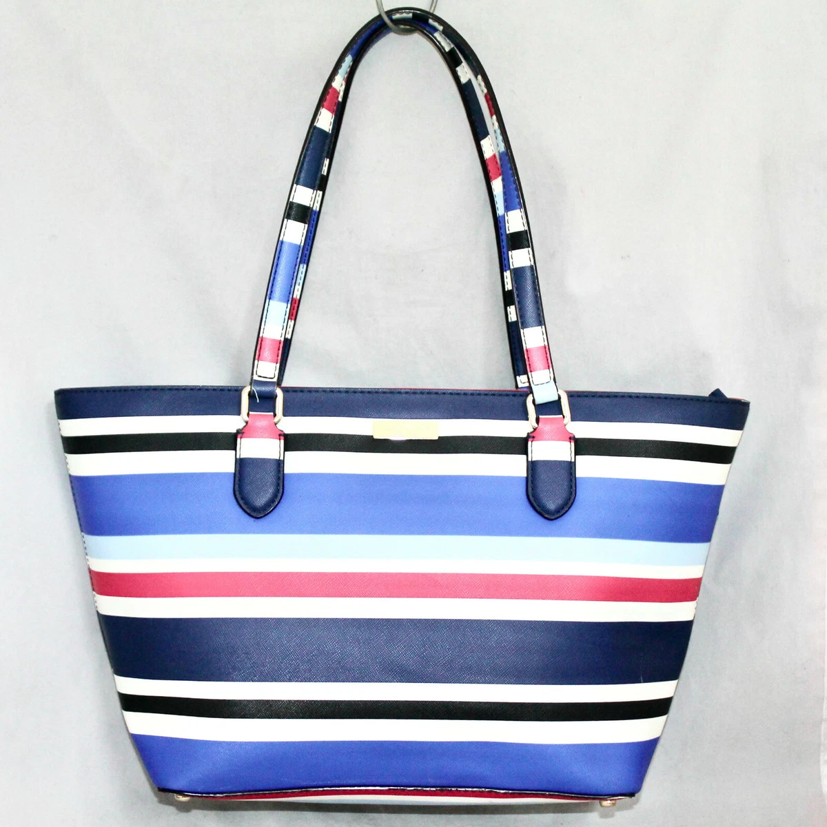 KATE SPADE Laurel Way Dally Zip Tote WKRU4394 Red White Blue Striped PVC