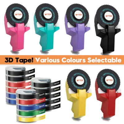 Motex Manual 3D Embossing Label Maker Embosser / DYMO Embossing Tape 9mm Black