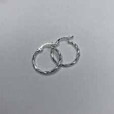 925 Sterling Silver Diamond Cut Hoop Earrings...