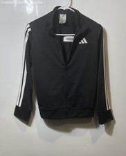 Adidas Kids Black White 3-Stripe Full-Zip Track Jacket Size 10/12 With Tags