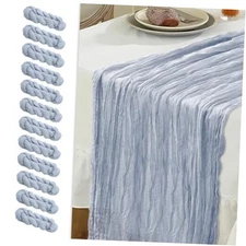 Le courant 12pcs 10Ft Cheesecloth Table Runner, Rustic 10ft x 12pcs Dusty Blue
