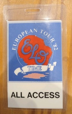 ELO European Time Tour 1982 All Access Laminated Pass Back Stage Pass 82