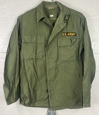 Vintage U.S. Army 60 s Era Shirt Men S Green OG 107 Utility Button Shirt Sateen