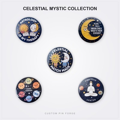 Celestial Space Pin Lot 5 - Cosmic Nebula Galaxy Art Collection Handmade 2.25'' B