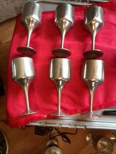 Siam Pewter stem Wine Goblets, 6”, Set Of 6. Vintage-used