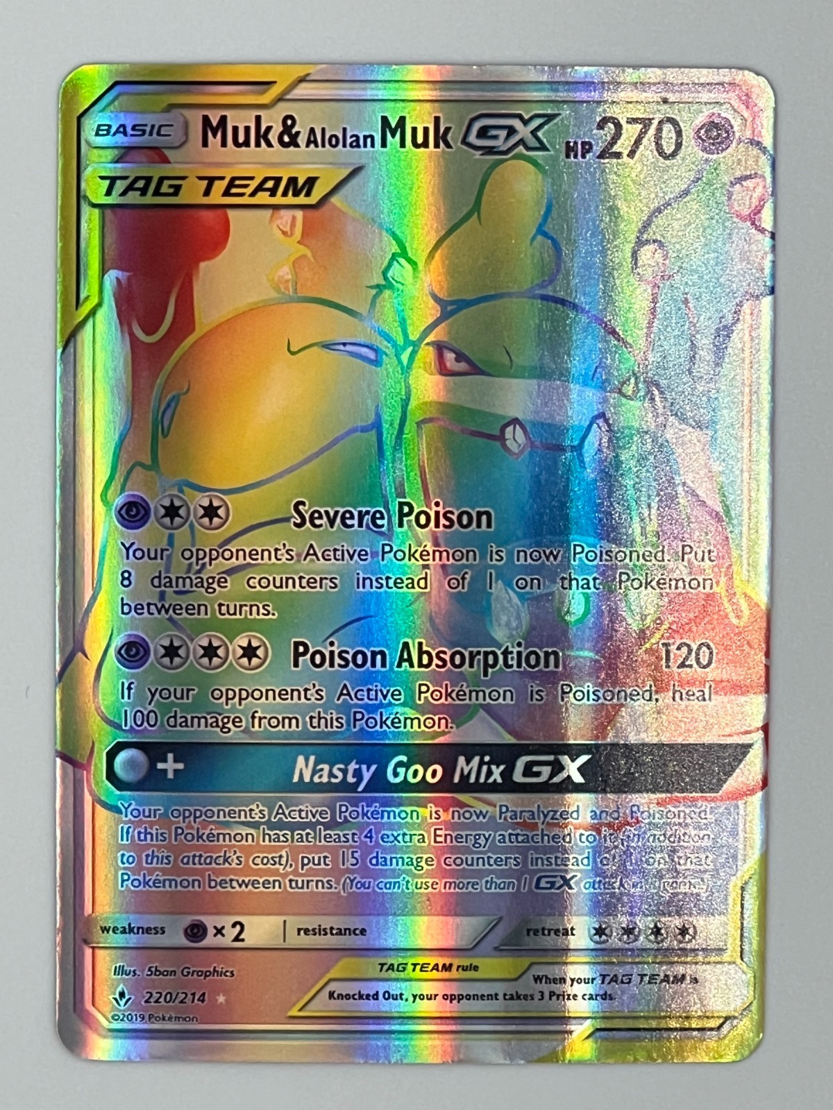 Muk & Alolan Muk GX 220/214 Unbroken Bonds Full Art Pokémon NM