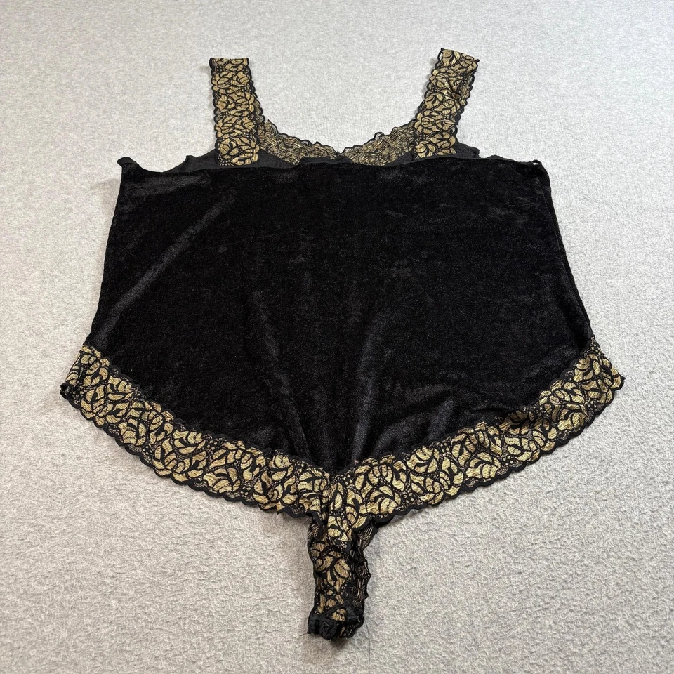Body de colección Woman Within para mujer 2X lencería de terciopelo de encaje dorado años 90 EE. UU. gótico Foto 2 de 4