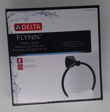 Delta Flynn Matte Black Towel Ring FLY46-MB-R New In Box Bathroom