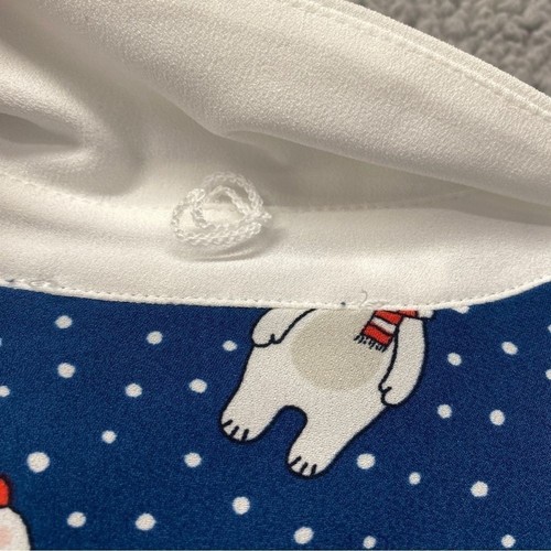 NWOT ModCloth Novelty Polar Bear All Over Print Short Sleeve Collar Top Sz M - Picture 6 of 9