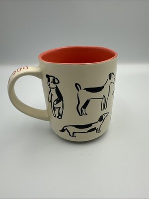 Dog Person Opal House Ceramic Coffee Mug various Breeds Blk/white Coral Inside