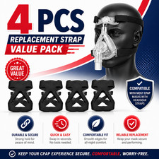 4Pcs Black CPAP Headgear Strap Replacement For ResMed Mirage Philips Respironics