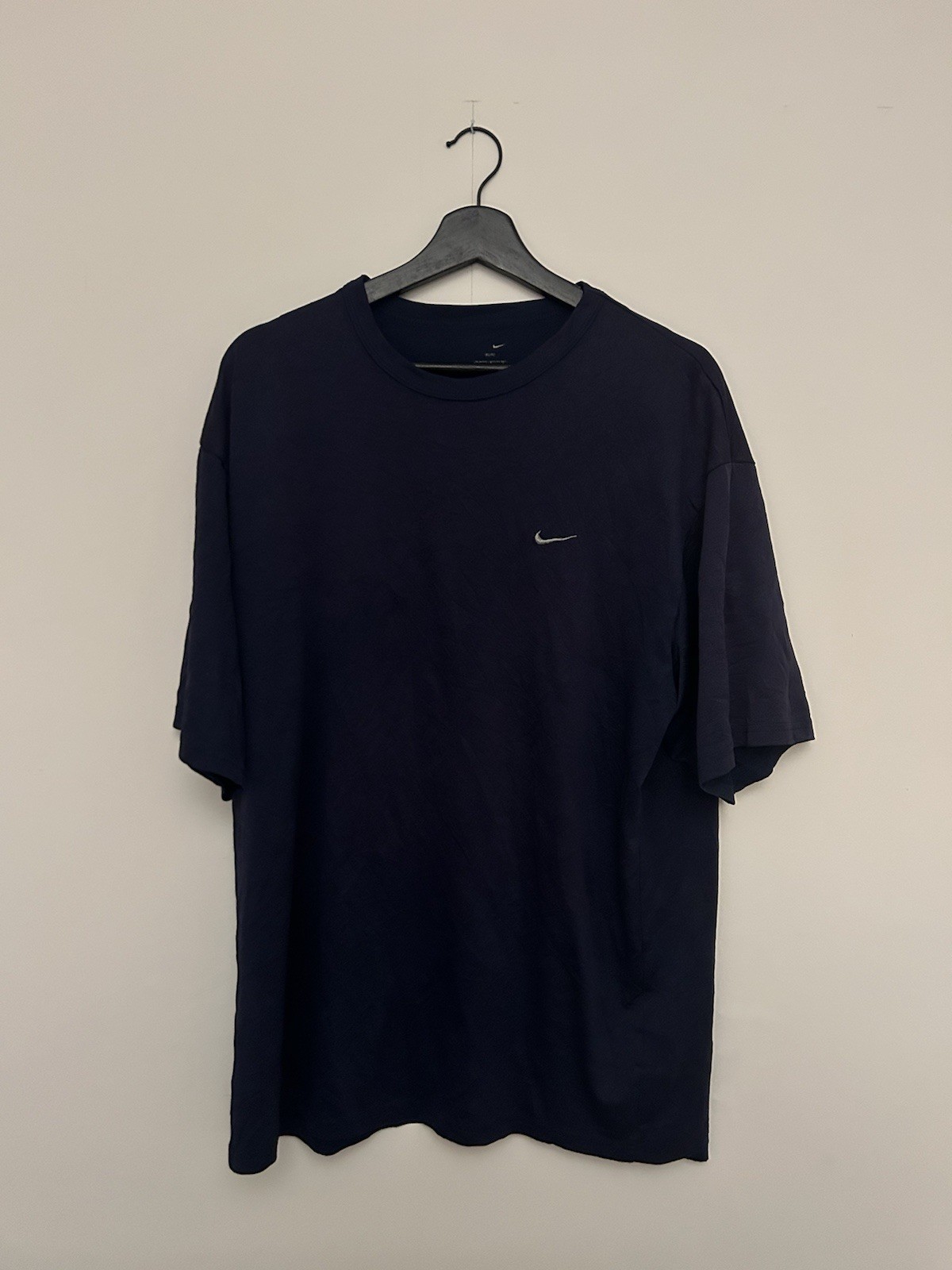 Vintage Nike Dri Fit Y2K Navy T Shirt Size Large Embroidered Logo Swoosh Logo