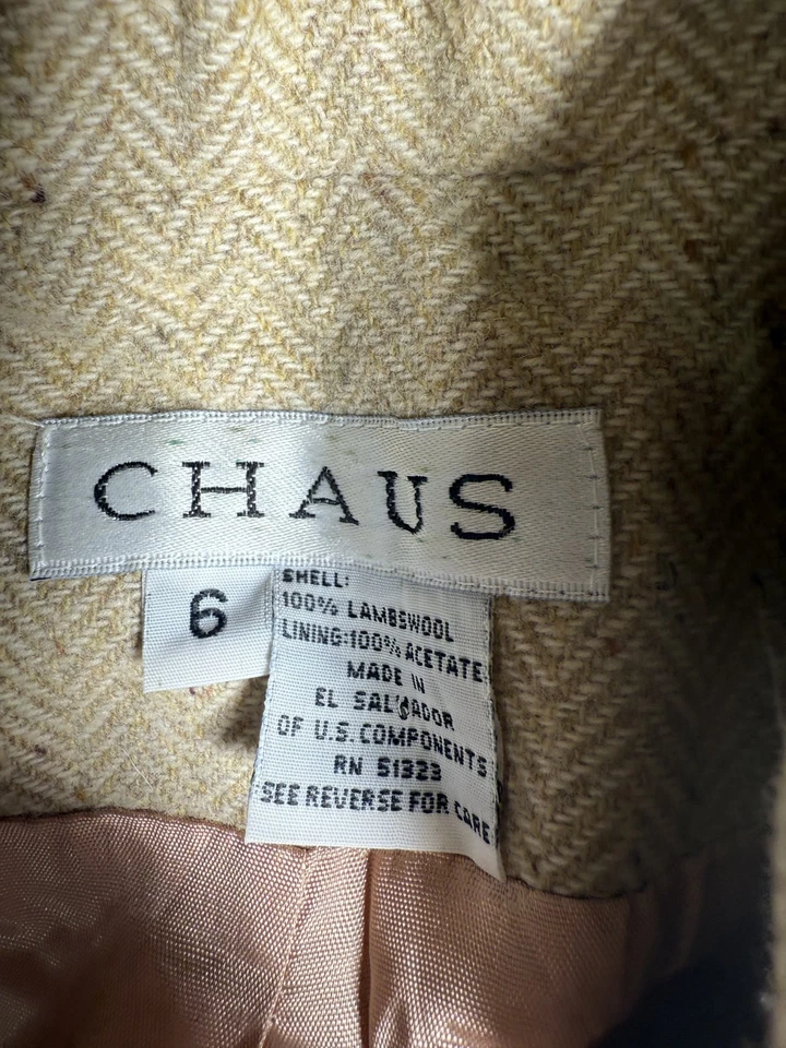 Blazer forrado para mujer Chaus 100 % pura lana de cordero talla 6 Foto 3 de 4