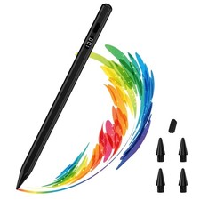 MoKo Stylus Pen for iPad 2018-2025, USB-C Fast Charging Pencil with LED Black
