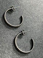 Vintage Silver Tone Metal Hoop Earrings