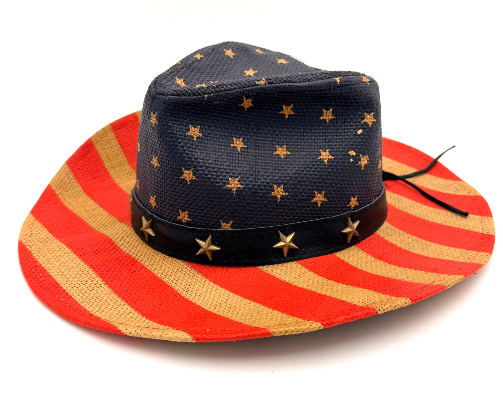 American Flag Cowboy USA Stars Stripes Hat 4th July Patriotic Straw Style Unisex