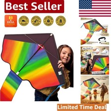 Weatherproof 42'' Classic Rainbow Kite for Kids  Adults - 164ft String Included