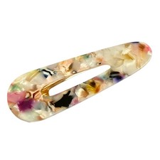 Multicolor Confetti Acrylic Hair Clip On Style Barrette Colorful Gold Tone Swirl