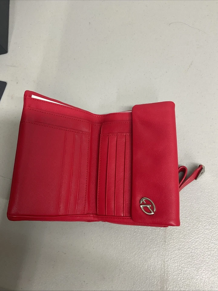 红色皮革 Francesco Biasia 钱包无标签带盒 — 第 4/4 张图片