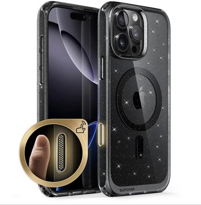 SUPCASE 4 iPhone16ProMax Case MagSafe MilitaryGrade Protection Clear Glitter Blk