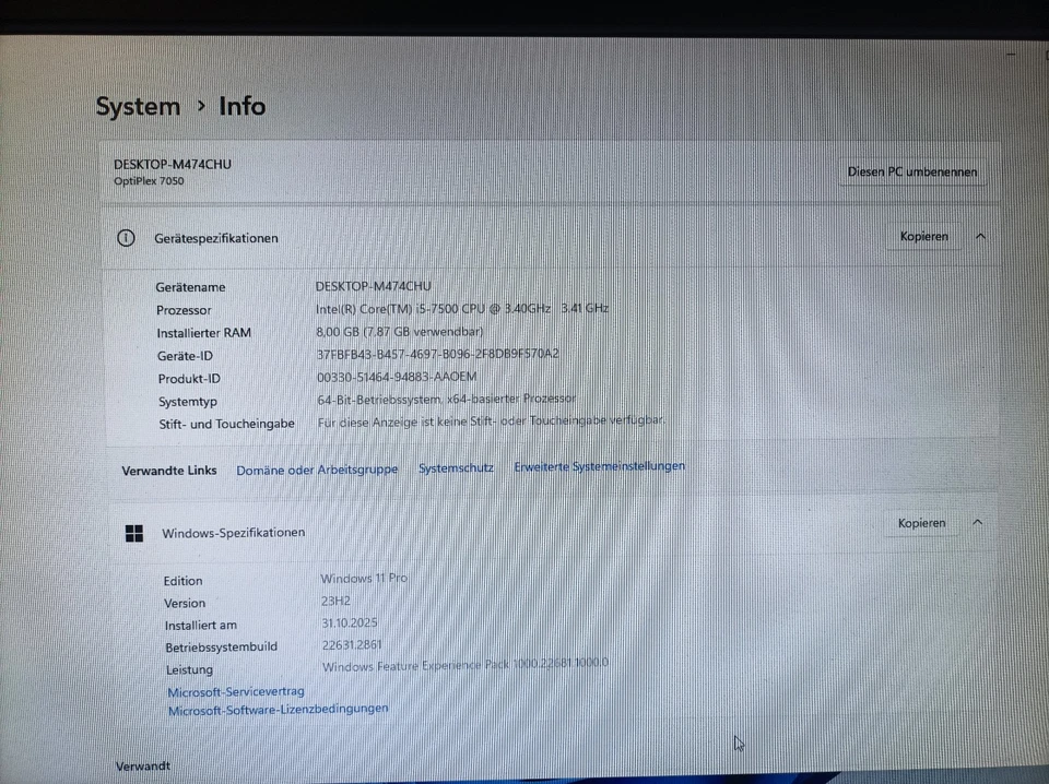 Dell Optiplex 7050 SFF, PC, Intel i5-7500, 8GB RAM, 256GB SSD Windows 11 Pro Top - Bild 3 von 4