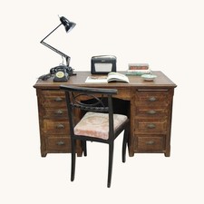 Solid Oak Antique Writing Desk – Vintage Office Desk