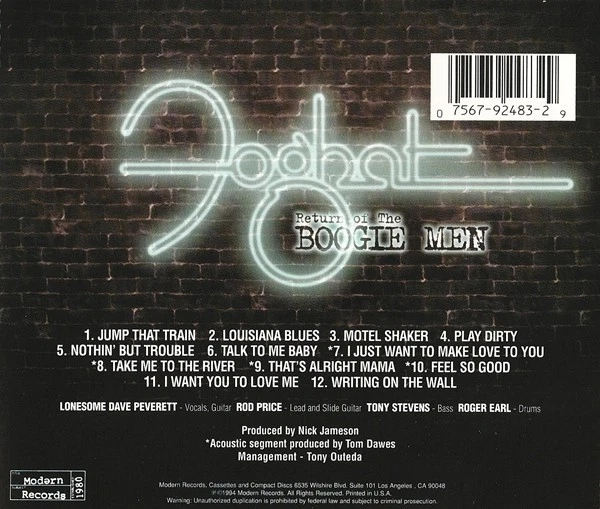 Foghat - Return of the Boogie | 1994 | CD | Zustand: Sehr gut - Bild 2 von 3