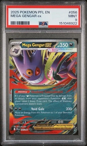 147594134 Mega Gengar ex 2025 Pokemon Phantasmal Flames #056 PSA 9