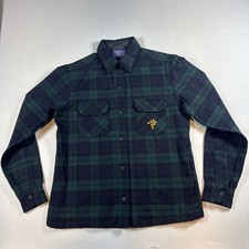 Vintage Pendleton Wool Flannel Shirt Womens Medium Plaid Patch USA Made