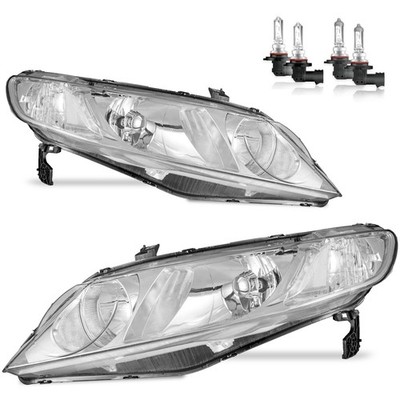 Pair Headlights For 2006 2007 2008 2009 2010 2011 Honda Civic Sedan 4Dr w/Bulbs