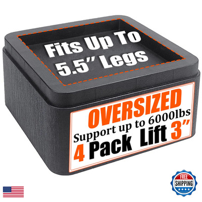Mymulike Bed Risers 3 Inch Oversized Fit Up To 5.5 Legs Heavy Duty Support
